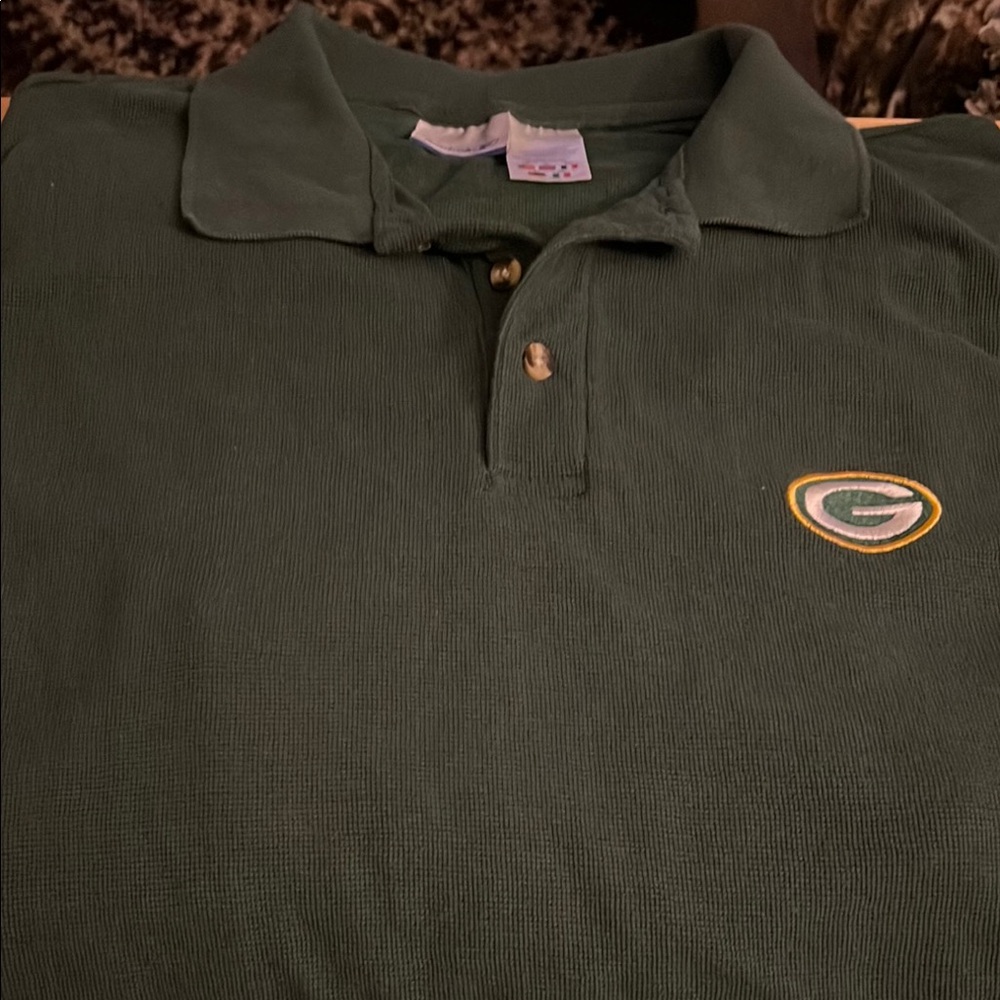 Used Green Bay Packers Polo Shirt - Green